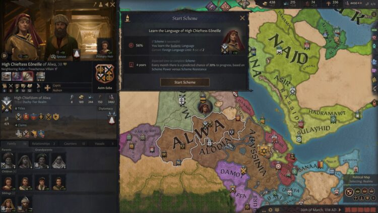 Crusader Kings III : Royal Court — Comment apprendre de nouvelles langues