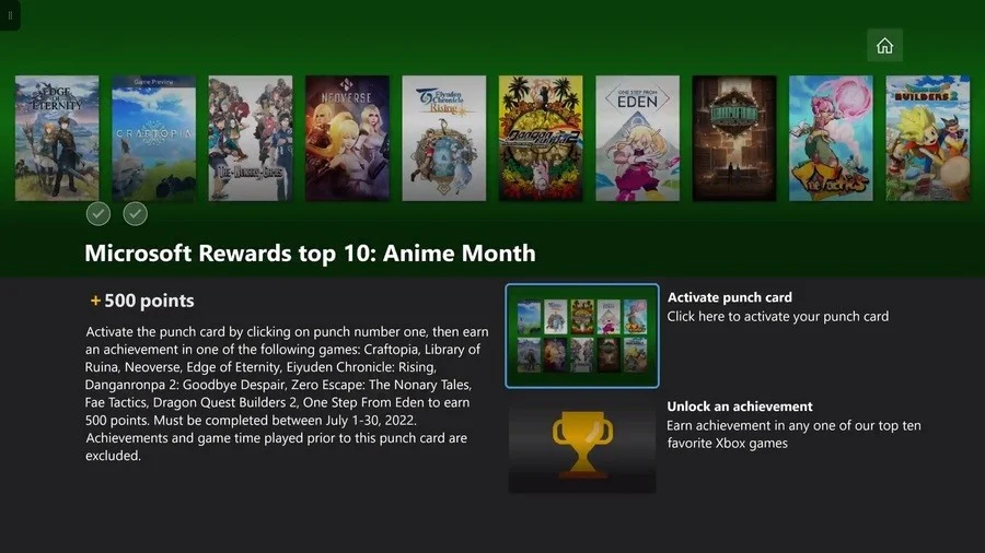 Récompenses Microsoft : Comment remplir la carte Xbox Punch "Top 10" de juillet 2022