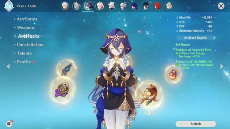 Genshin Impact : Guide des meilleures armes et artefacts de Layla