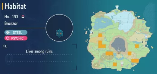 Pokemon : Écarlate et Violet - Emplacement de Bronzor