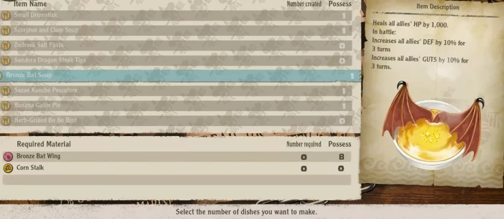 One Piece Odyssey : Tous les repas et cuisine