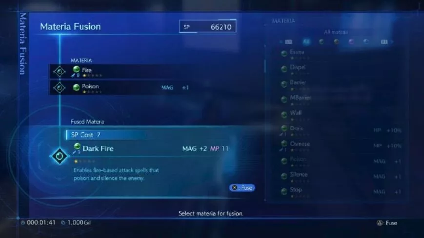 Crisis Core Materia Fusion Liste et conseils 1 Crisis Core Materia Fusion Liste et conseils