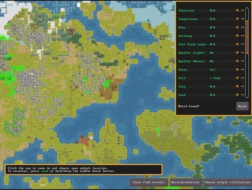 Dwarf Fortress : Configuration d'Embark [Guide complet]