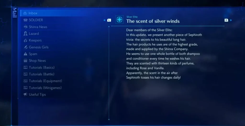 Crisis Core : Fan club de Sephiroth