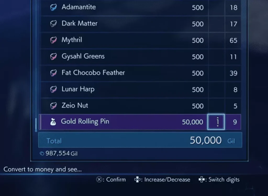 Final Fantasy 7 : Crisis Core - Farmer des Gold Rolling pin