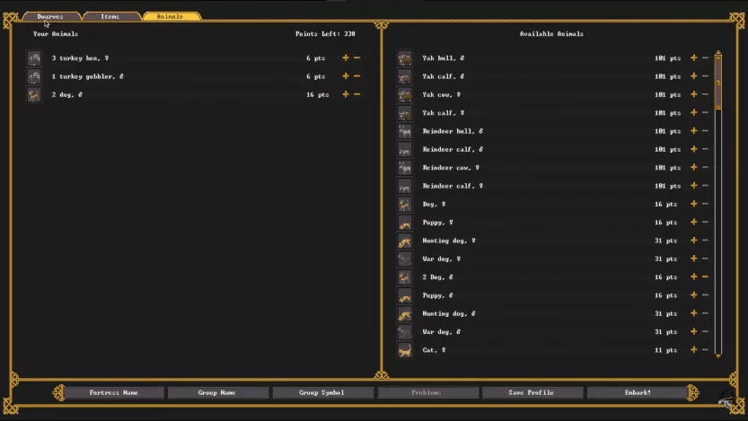 Dwarf Fortress : Configuration d'Embark [Guide complet]