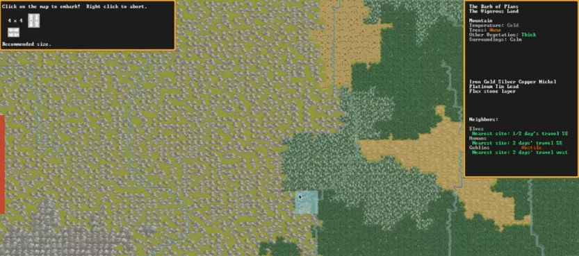 Dwarf Fortress : Configuration d'Embark [Guide complet]