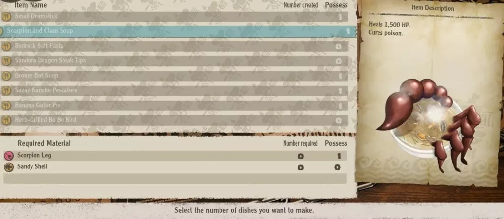 One Piece Odyssey : Tous les repas et cuisine