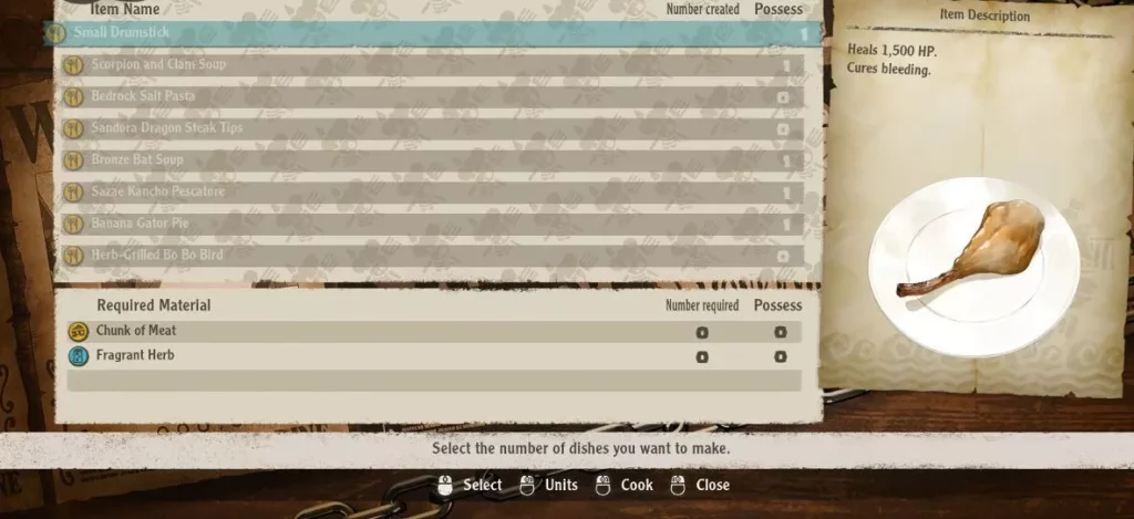 One Piece Odyssey : Tous les repas et cuisine