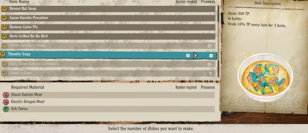 One Piece Odyssey : Tous les repas et cuisine