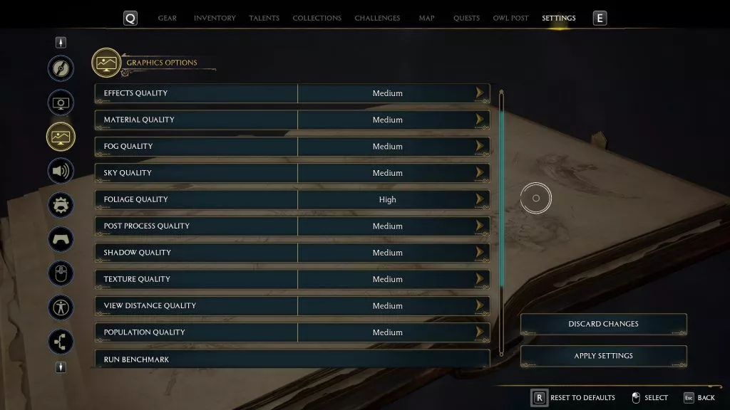 Les meilleures Paramètres graphiques de Hogwarts Legacy