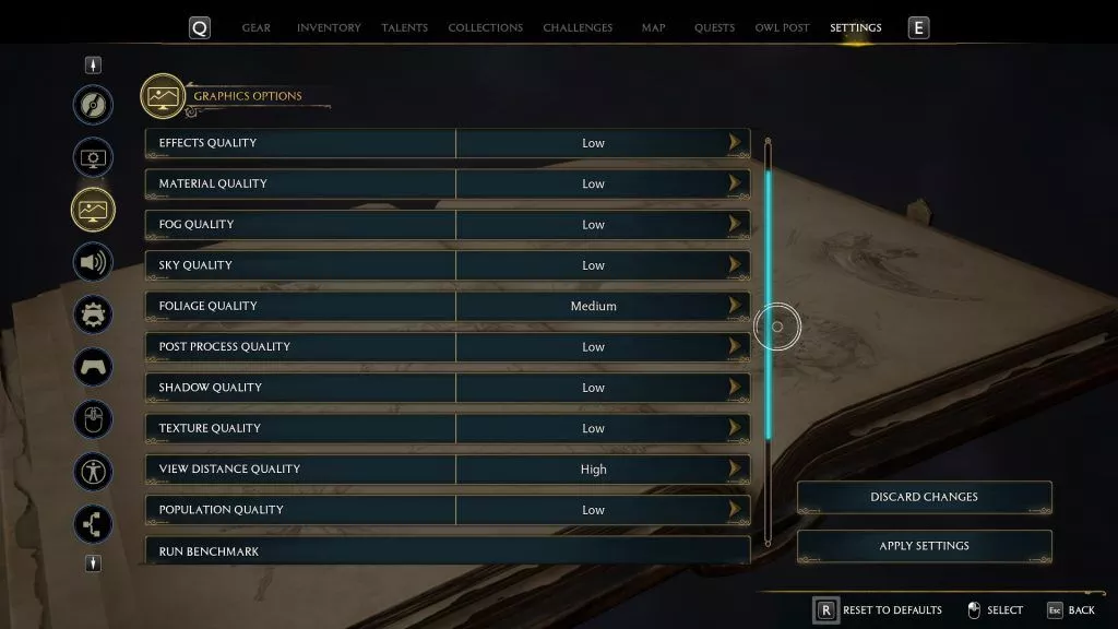 Les meilleures Paramètres graphiques de Hogwarts Legacy