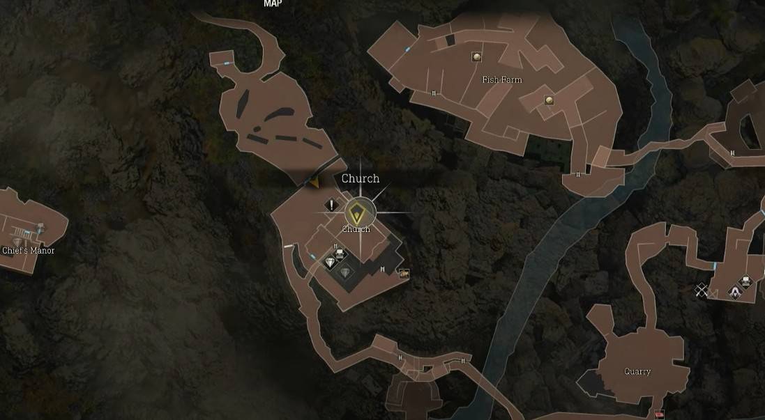 Emplacement de la petite clé de l'église sur la carte RE4