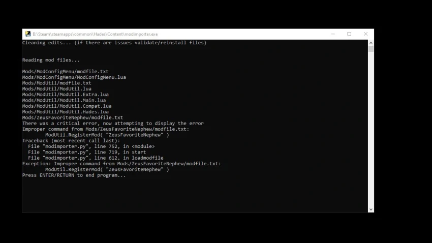 Comment installer le mod Zeus's Favorite Nephew pour Hadès ?