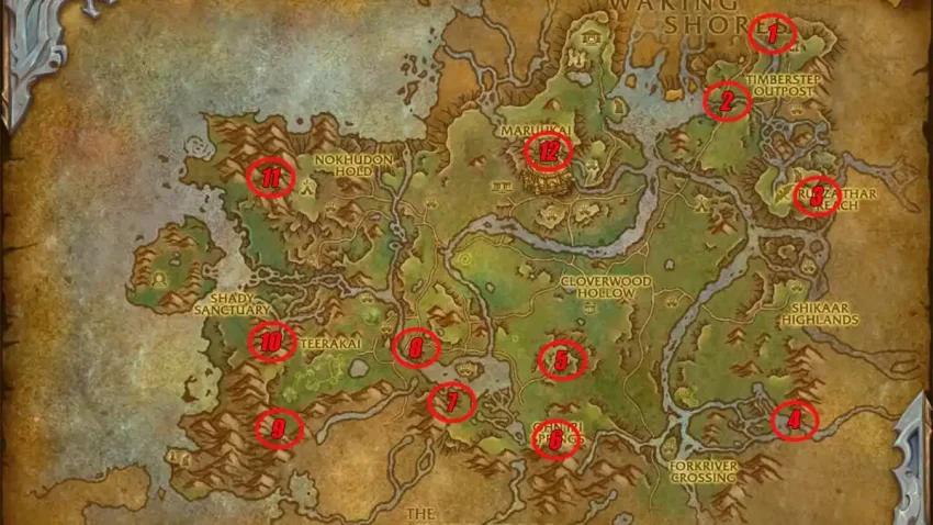 Tous les emplacements des glyphes du dragon des plaines d'Ohn'ahran dans World of Warcraft : Dragonflight