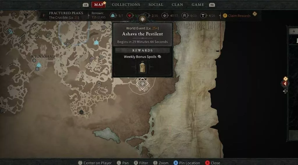 Diablo 4 : Emplacement de Ashava