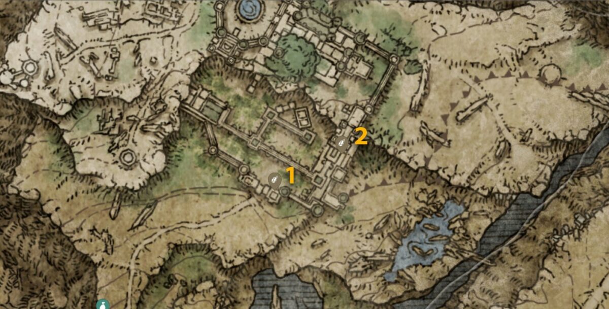 Caria Manor Sombre Smithing Stone 3 emplacements sur la carte dans Elden Ring