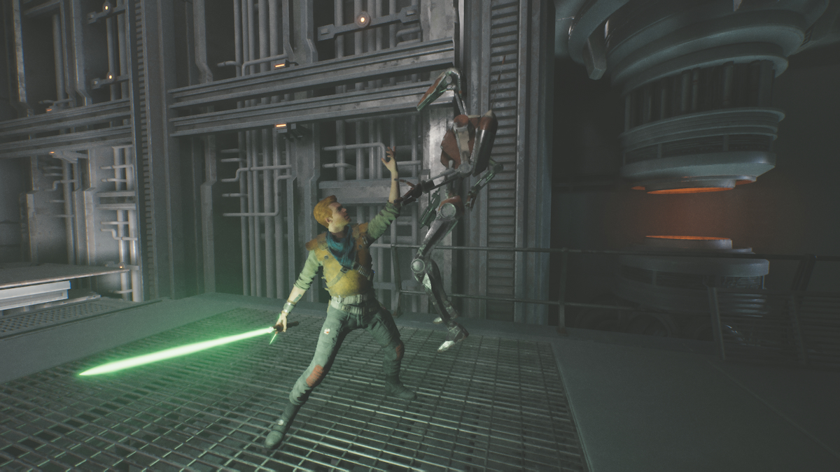 Star Wars Jedi : Survivor - Tous les emplacements de chasseurs de primes 1 Cal utilise la force sur un droïde