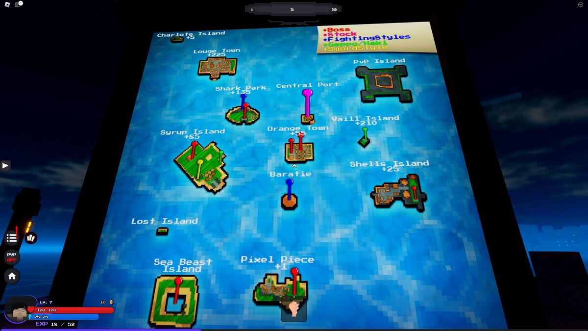 Carte Roblox Pixel Piece