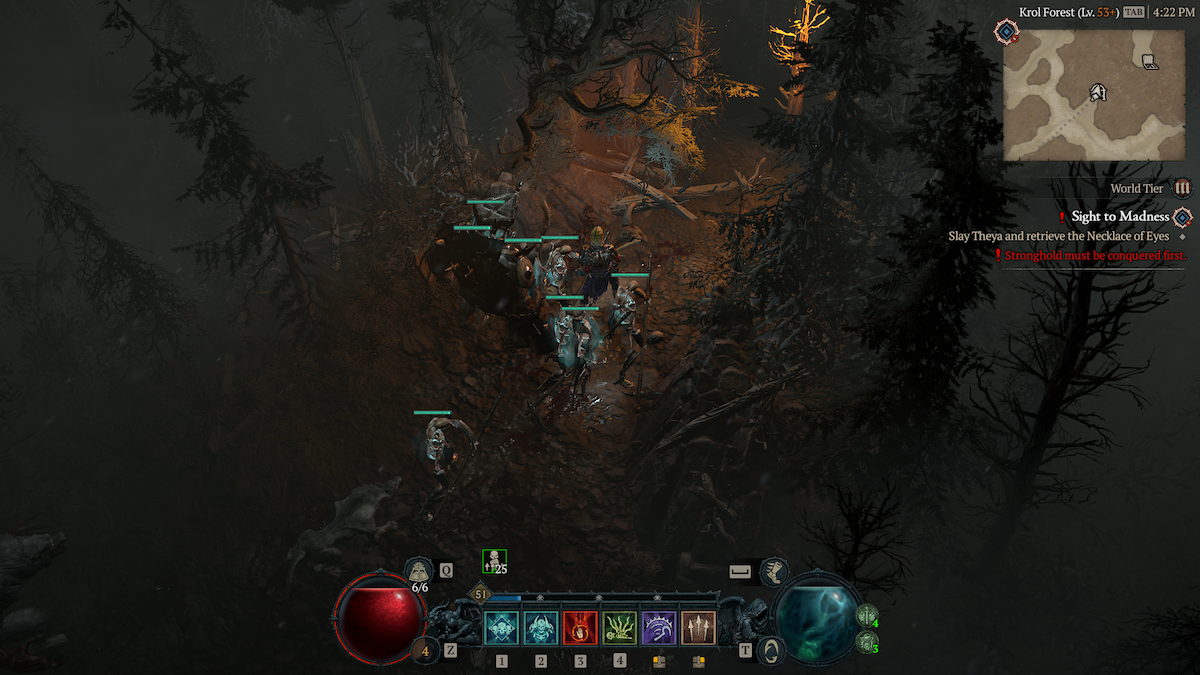 Les moyens les plus rapides pour atteindre le niveau 50 - Diablo 4 2 Un joueur de Diablo 4 sur le point d'entrer dans un donjon