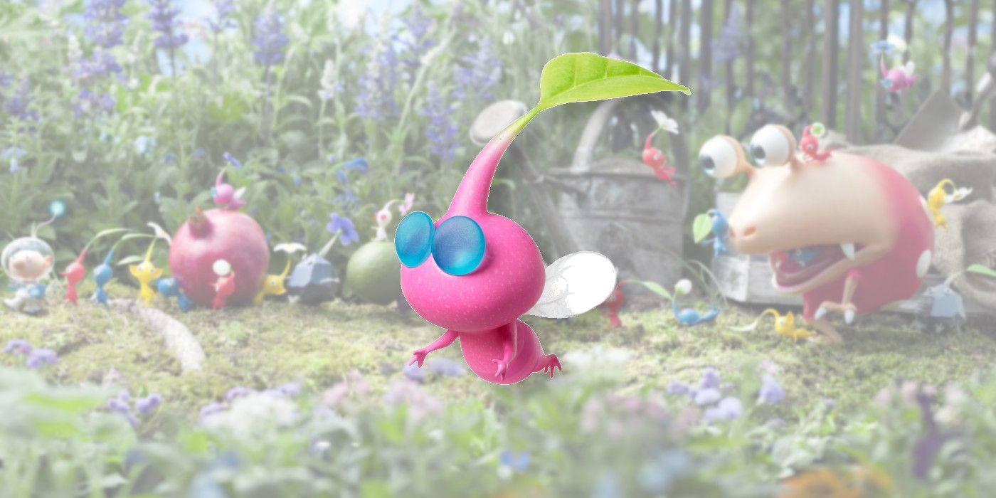 Un Pikmin ailé de la série Pikmin sur fond de Pikmin.