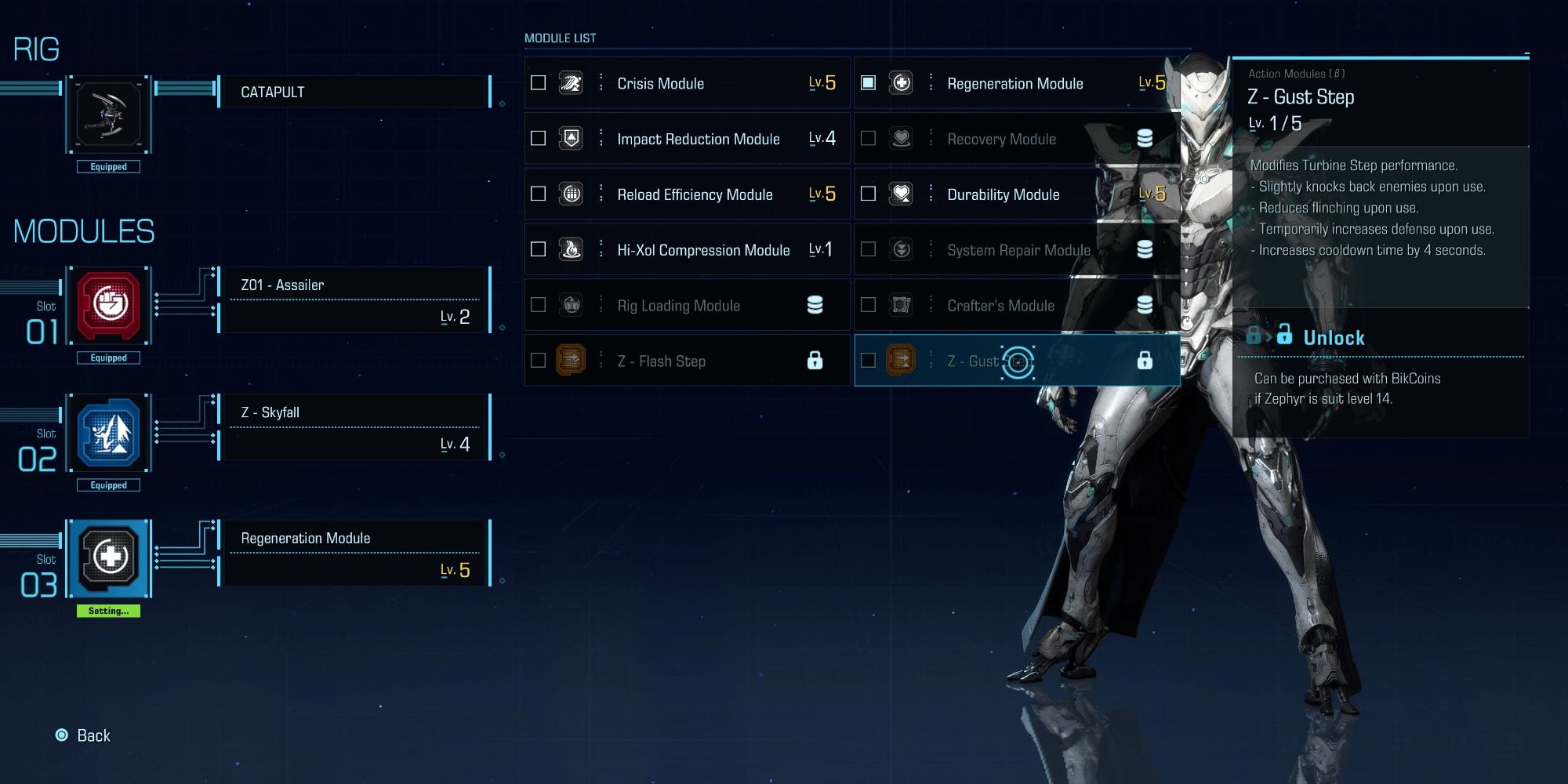 Une liste de modules recommandés pour la meilleure version de Zephyr dans Exoprimal