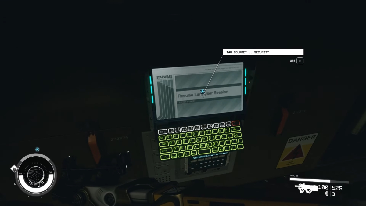Starfield : Corriger l'erreur "La carte graphique ne répond pas à la configuration minimale requise" 2 Terminal du système de sécurité Starfield