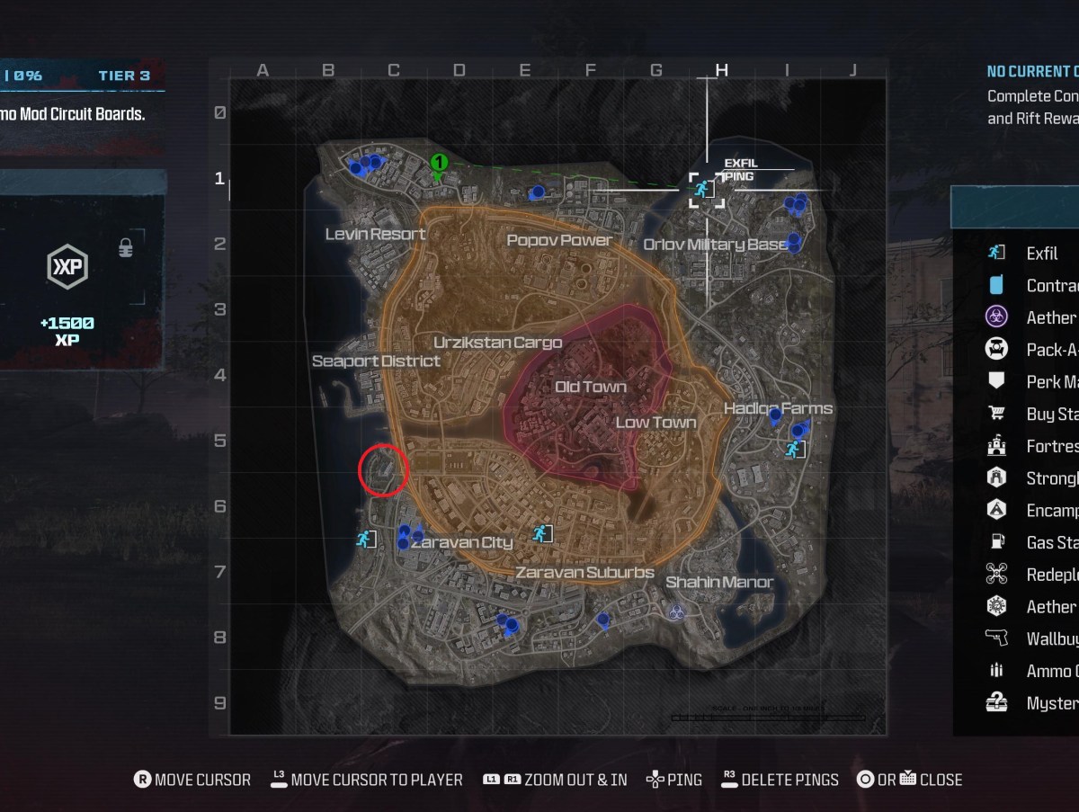 Emplacement du Mwz Rook mis en évidence