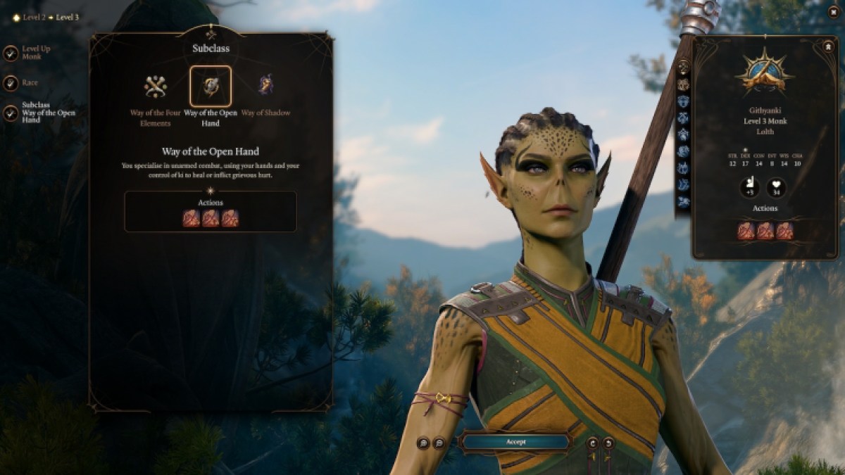 Meilleures sous-classes de moines dans Baldur's Gate 3 classées main ouverte