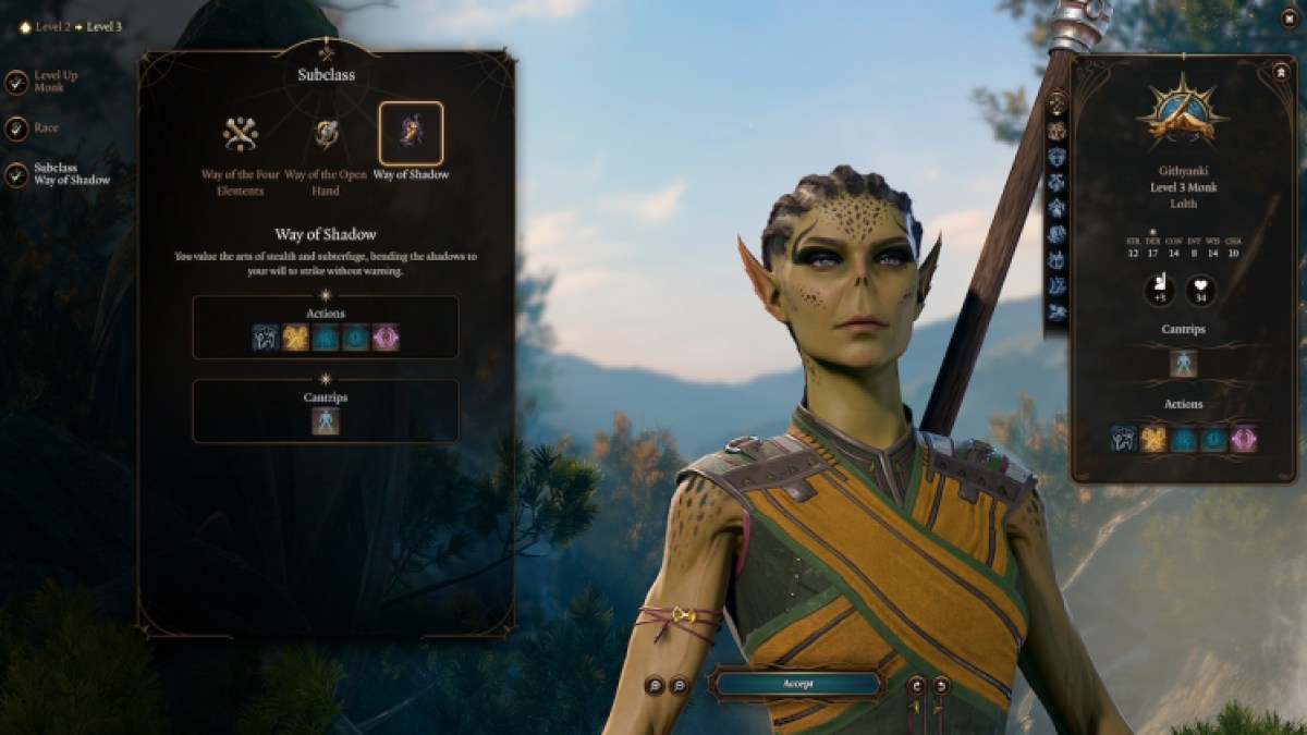 Meilleures sous-classes de moines dans Baldur's Gate 3 Classed Shadow