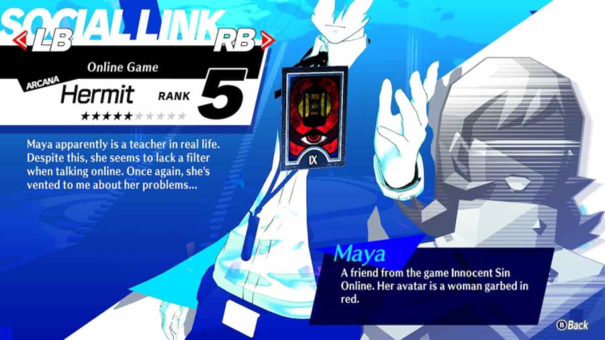 Persona 3 Reload Maya Answers et informations sur le guide des liens sociaux Hermit