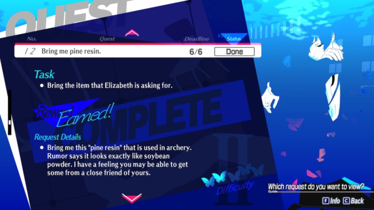 Comment obtenir de la résine de pin dans la demande de rechargement de Persona 3